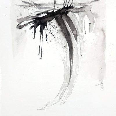 Abstract painting by South African artist Janet Bote, with ink on paper